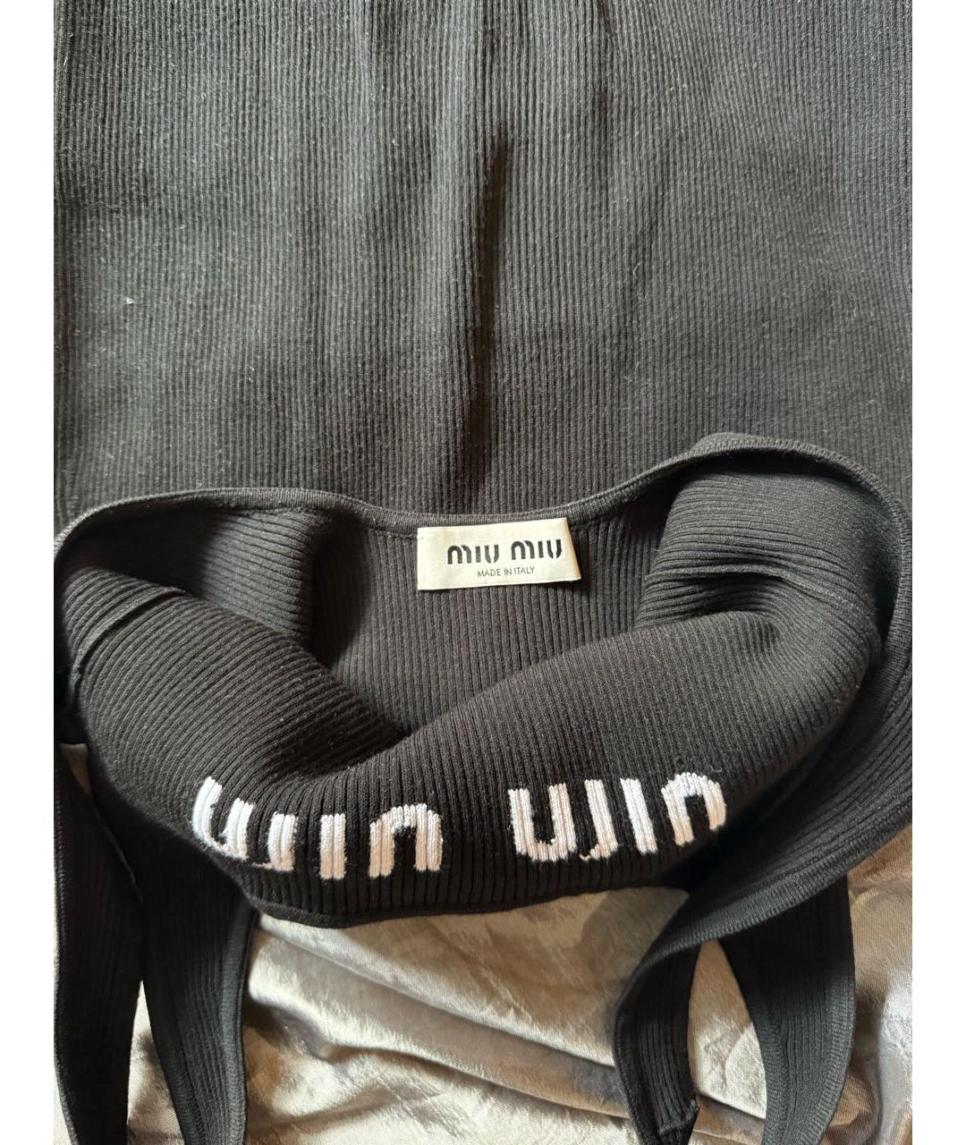 MIU MIU Черное вискозное повседневное платье, фото 2