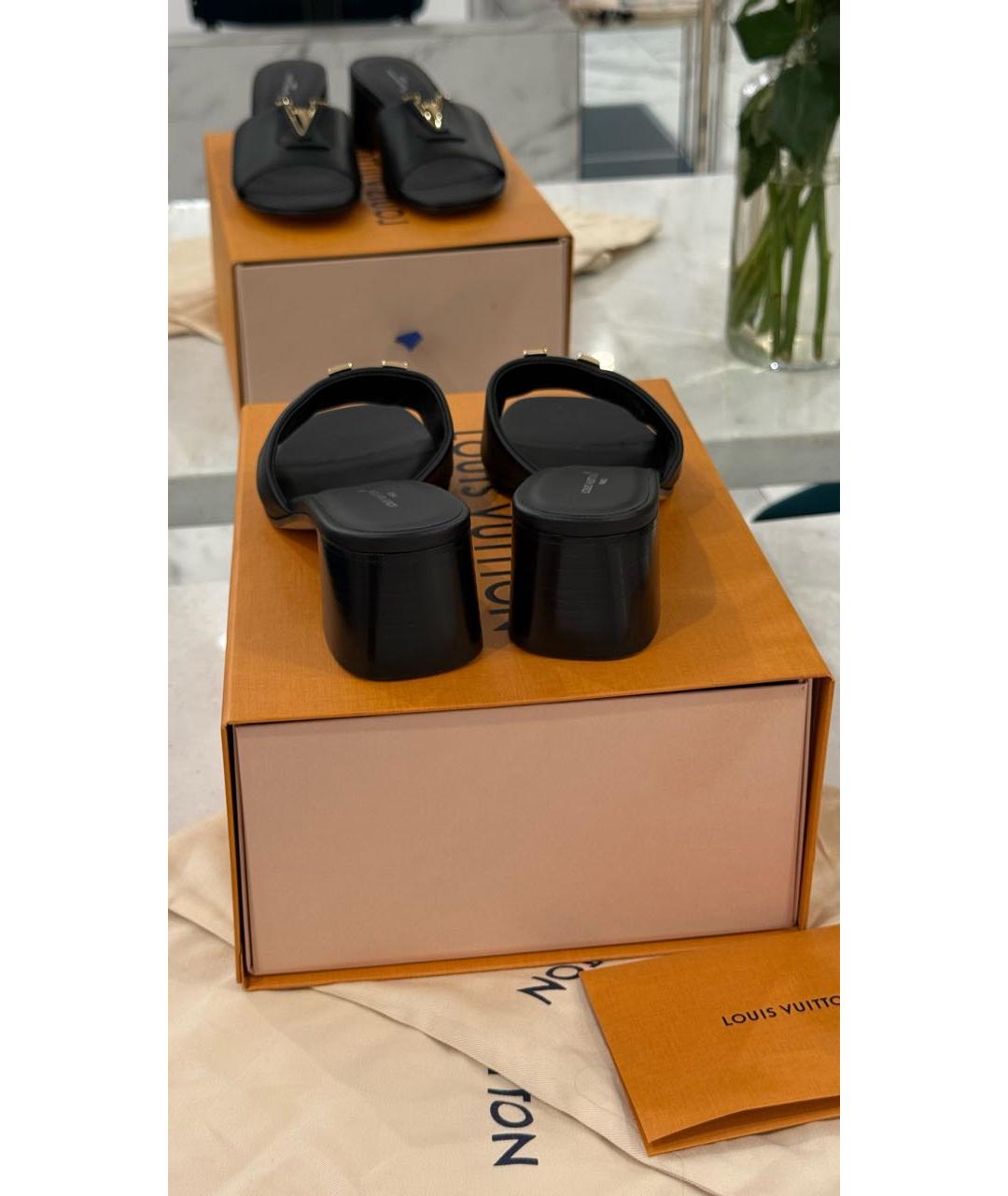 LOUIS VUITTON Черные кожаные мюли, фото 4