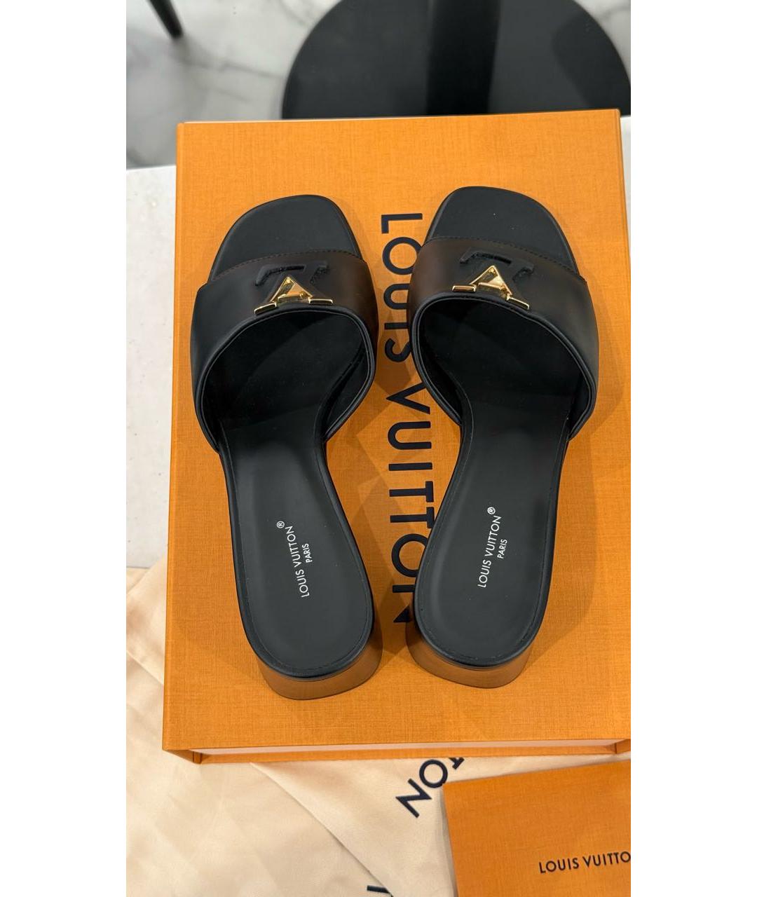 LOUIS VUITTON Черные кожаные мюли, фото 3