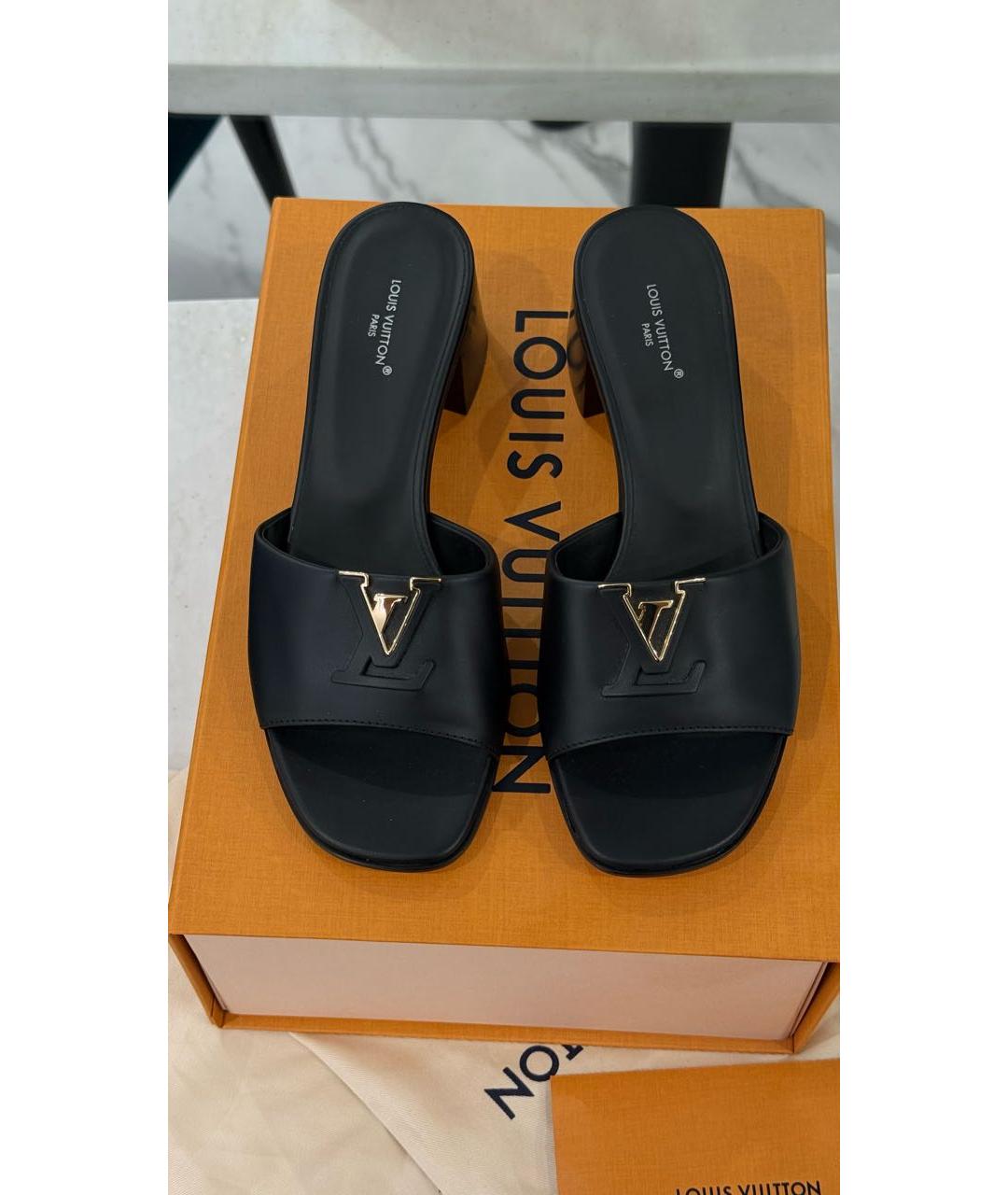LOUIS VUITTON Черные кожаные мюли, фото 2