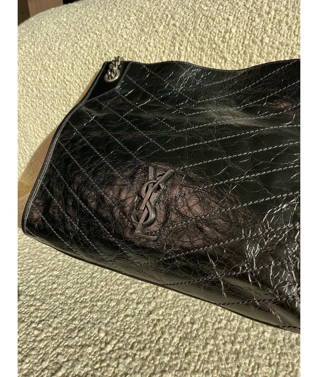 SAINT LAURENT Черная кожаная сумка тоут, фото 7