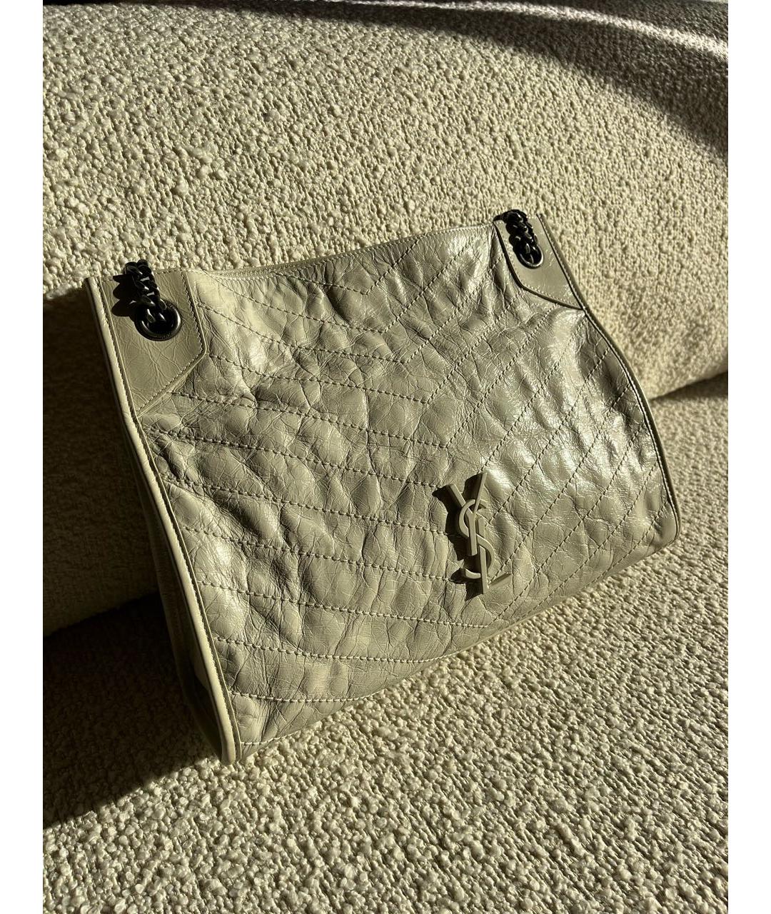 SAINT LAURENT Бежевая кожаная сумка тоут, фото 2