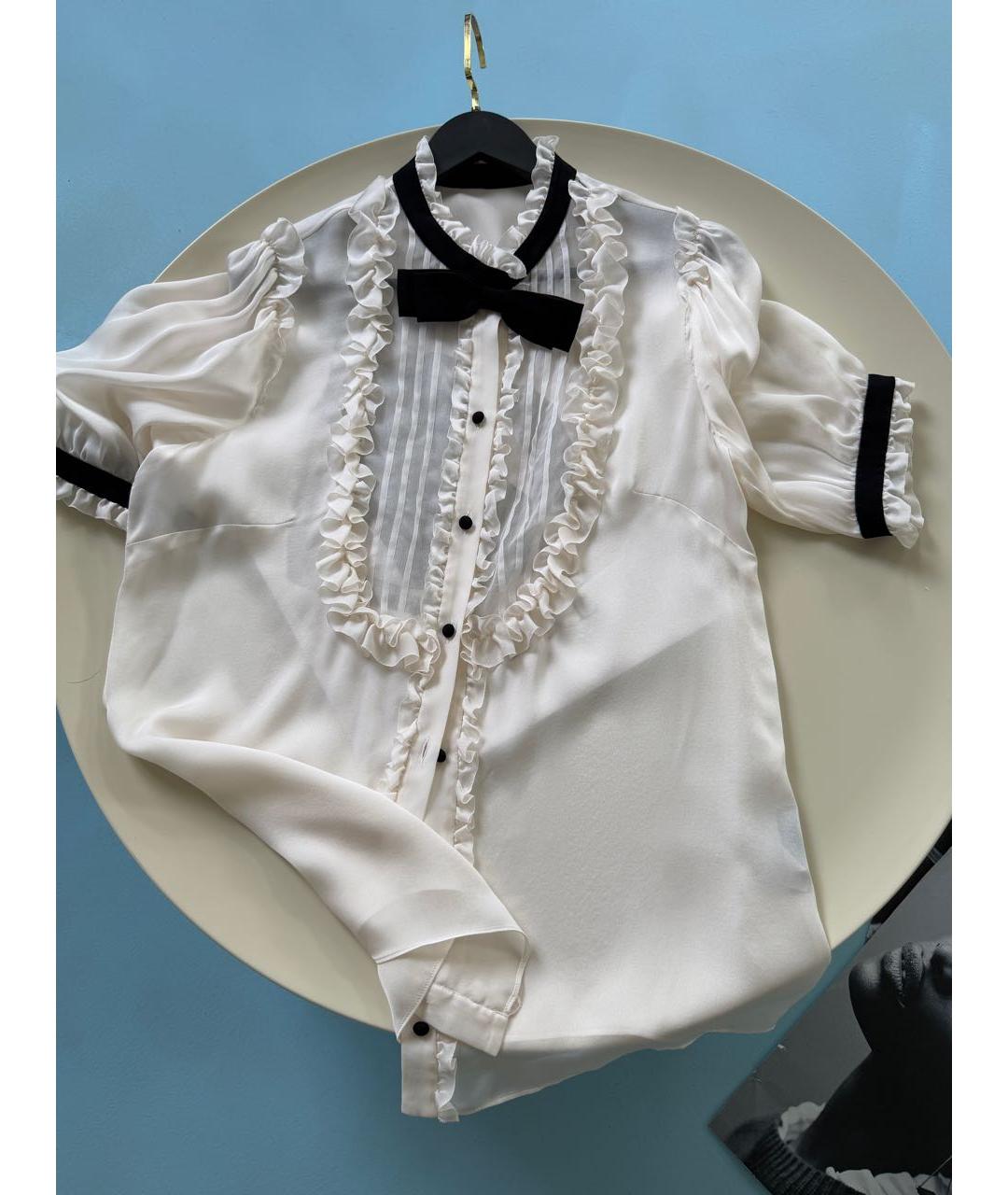 DOLCE&GABBANA Белая шелковая блузы, фото 4