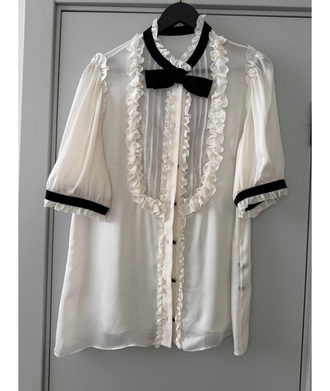 DOLCE&GABBANA Белая шелковая блузы, фото 2