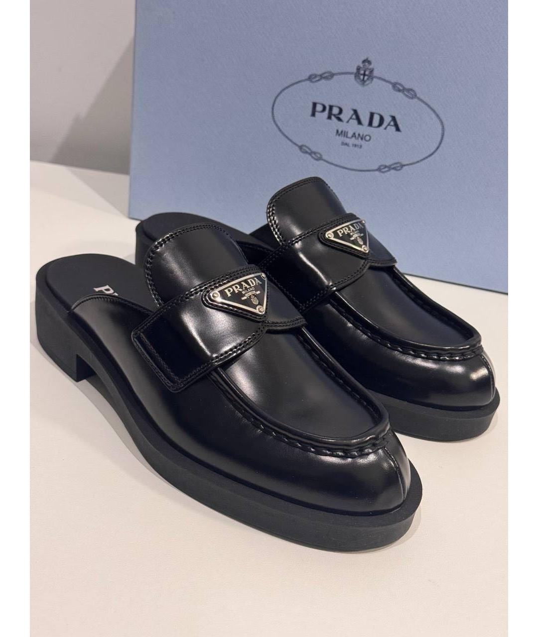 PRADA Черные кожаные мюли, фото 3