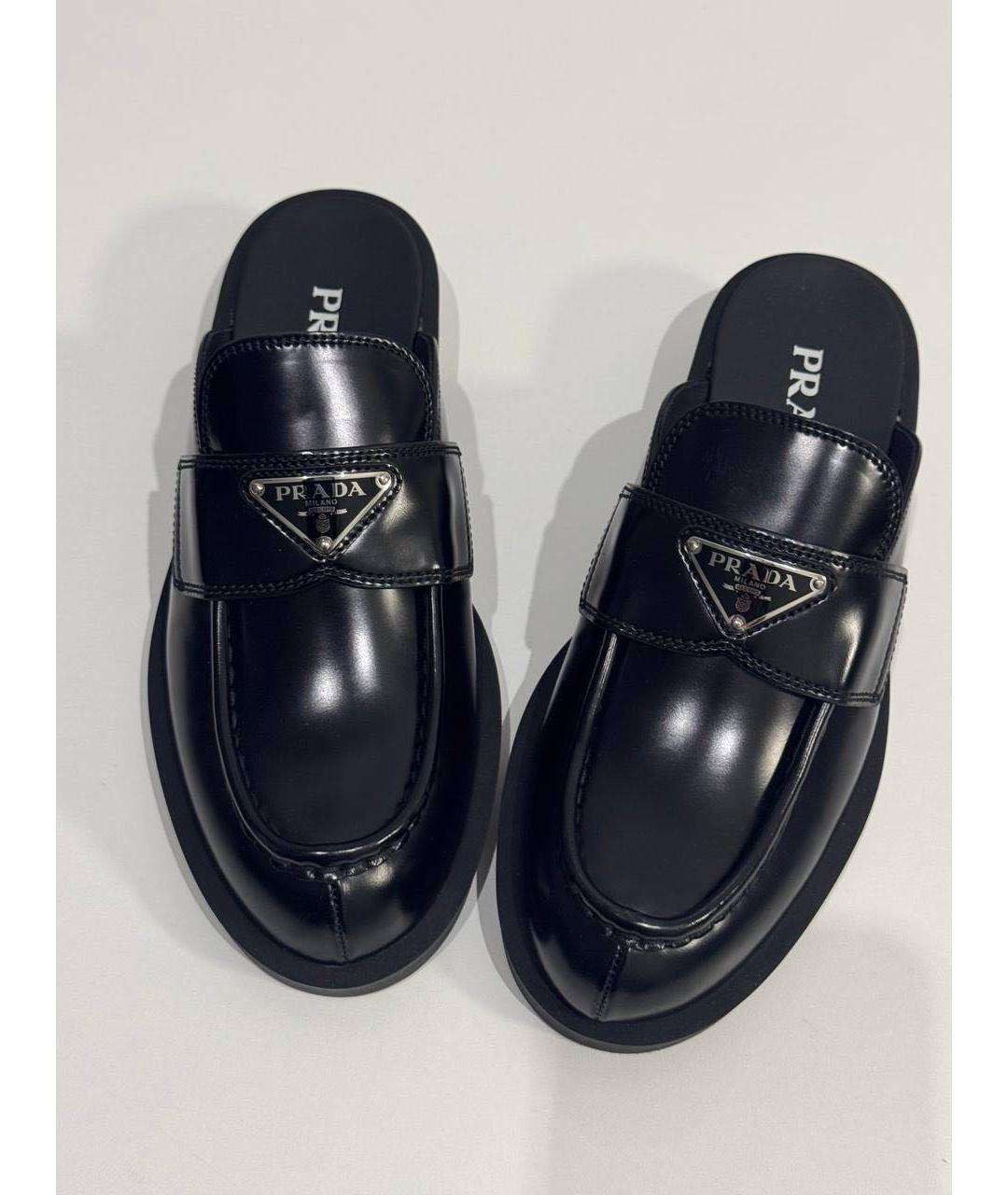 PRADA Черные кожаные мюли, фото 2