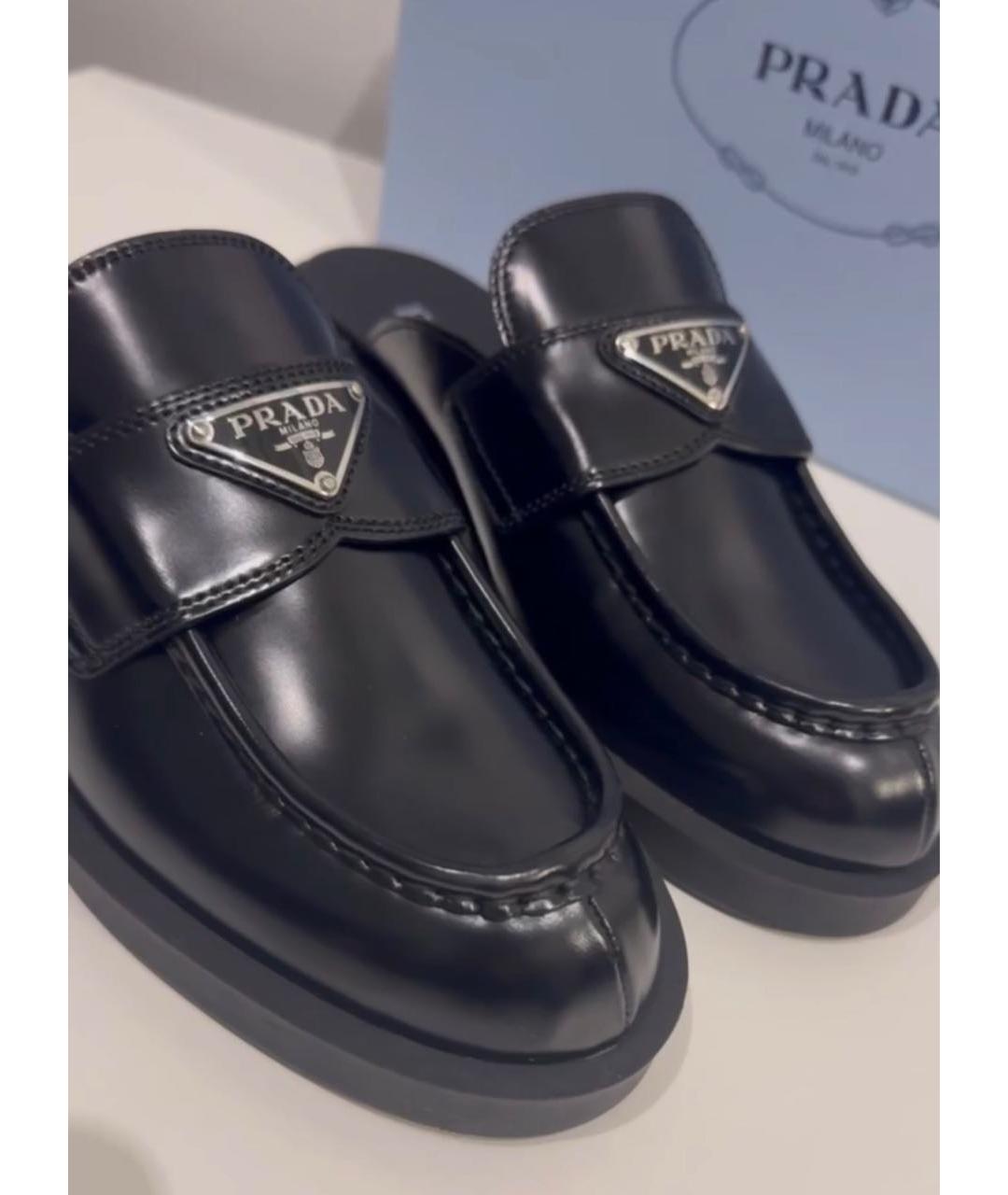 PRADA Черные кожаные мюли, фото 4