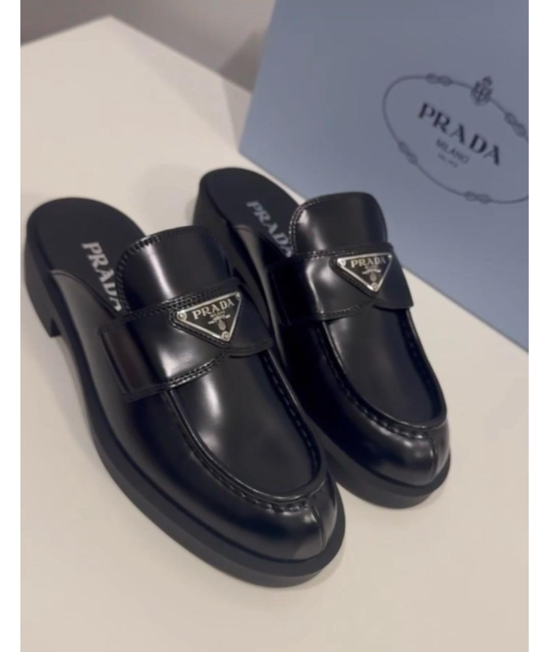 PRADA Черные кожаные мюли, фото 5