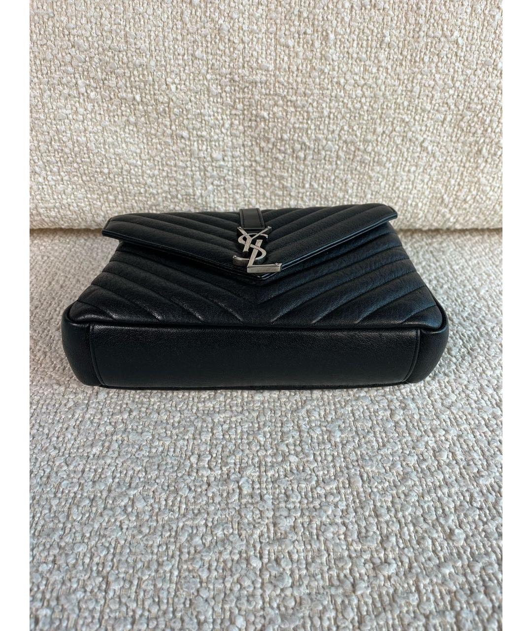 SAINT LAURENT Черная кожаная сумка с короткими ручками, фото 8