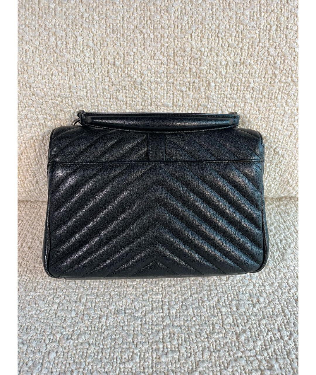 SAINT LAURENT Черная кожаная сумка с короткими ручками, фото 3