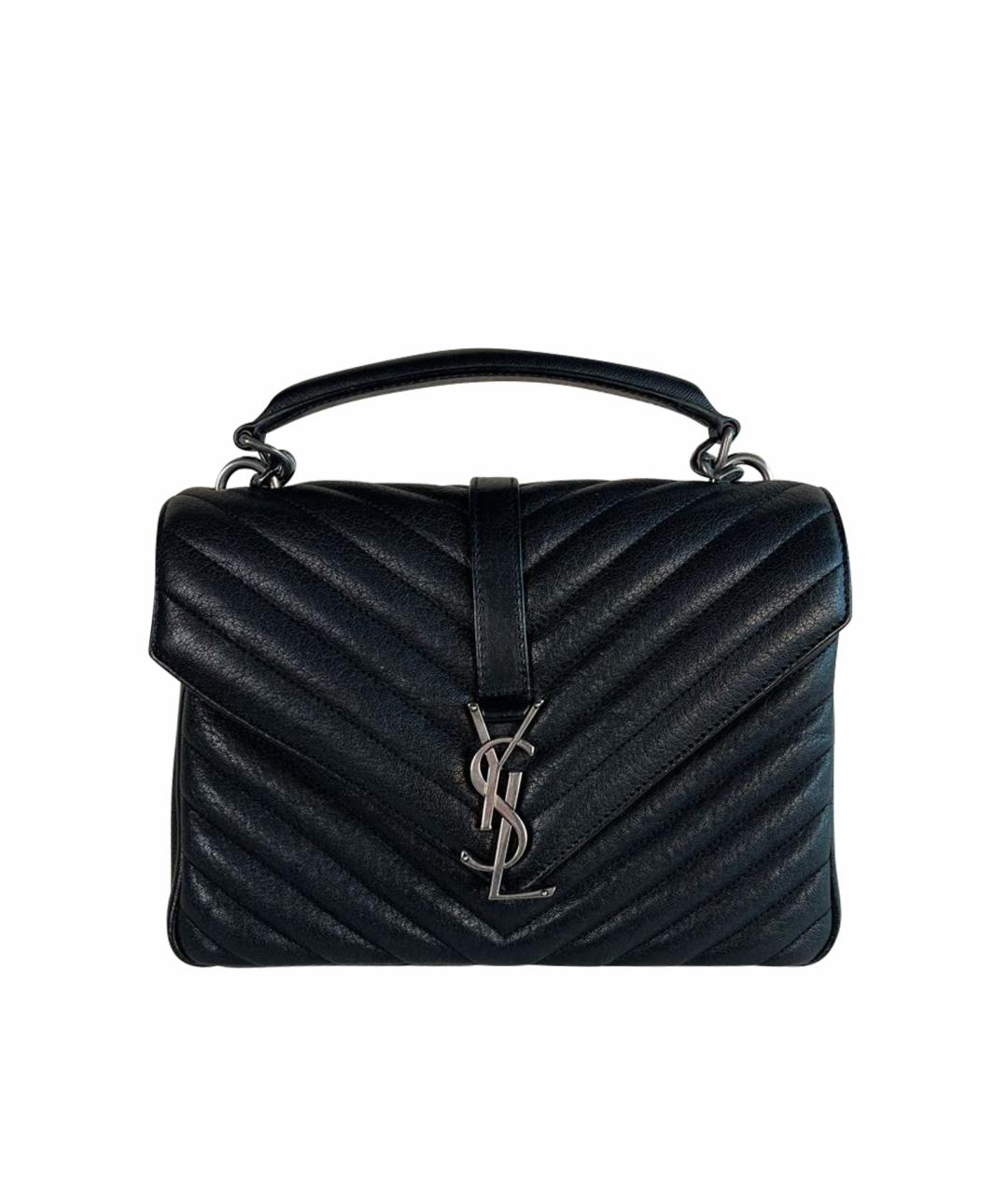 SAINT LAURENT Черная кожаная сумка с короткими ручками, фото 1
