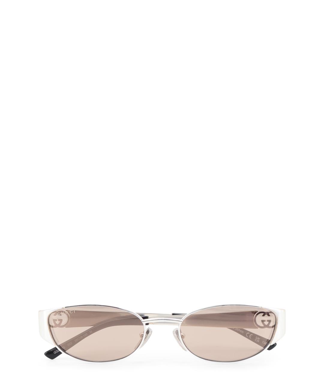 GUCCI Серебряные металлические солнцезащитные очки, фото 1