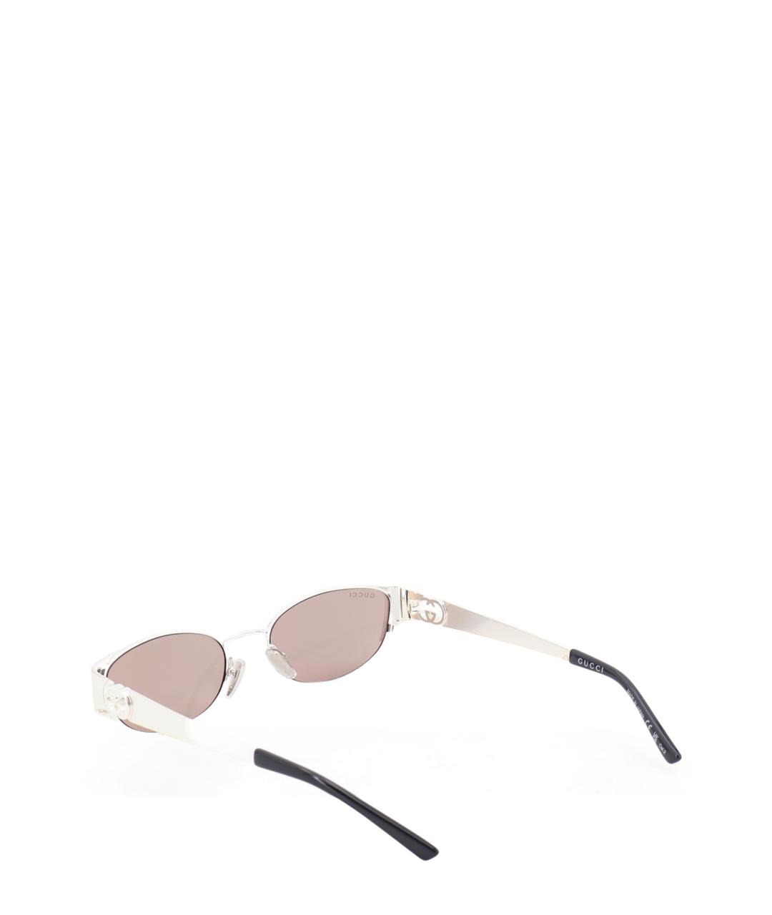 GUCCI Серебряные металлические солнцезащитные очки, фото 3