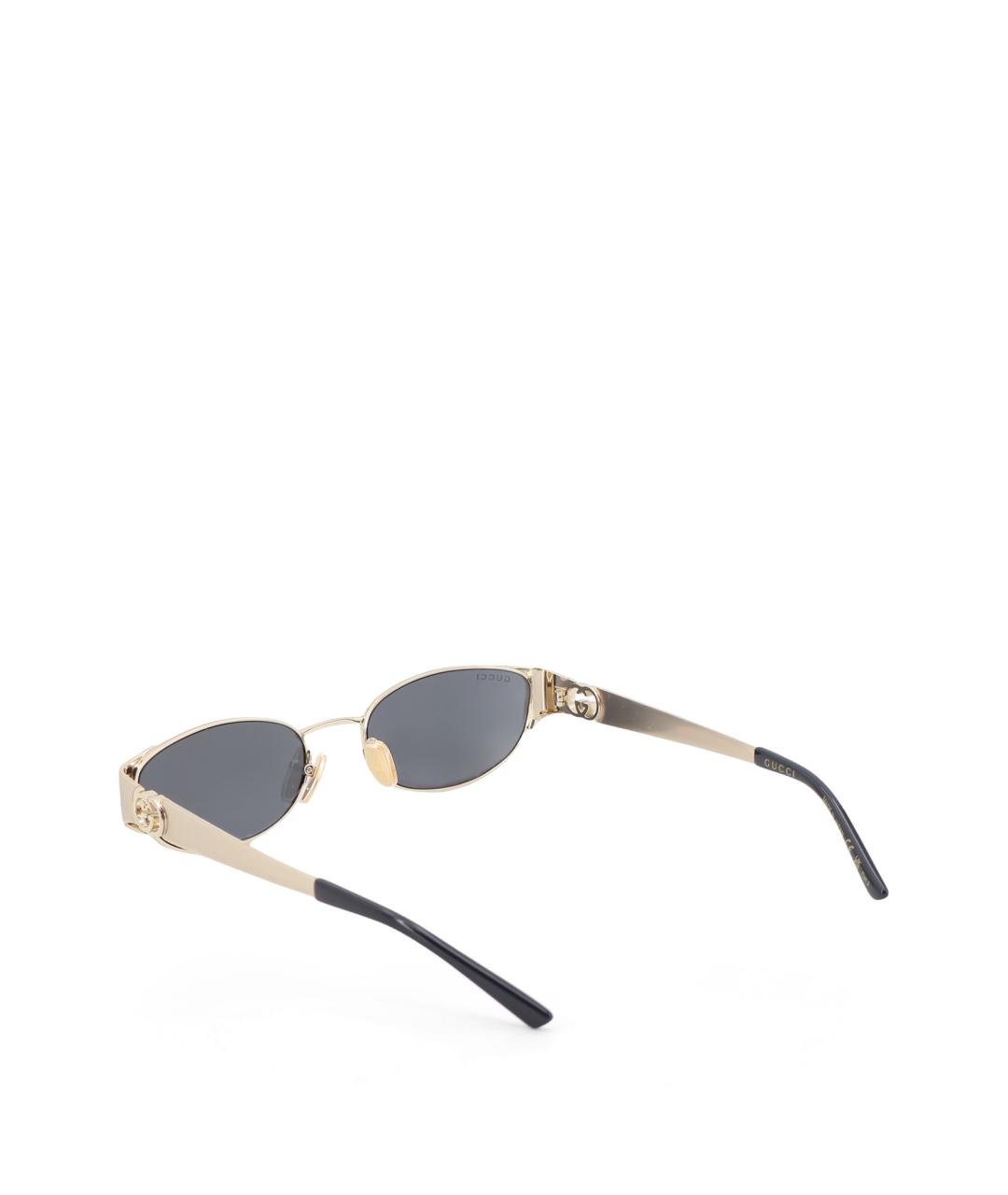 GUCCI Золотые металлические солнцезащитные очки, фото 3