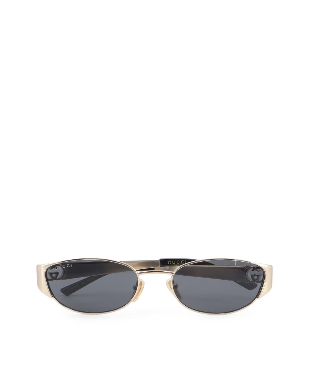 GUCCI Золотые металлические солнцезащитные очки, фото 1