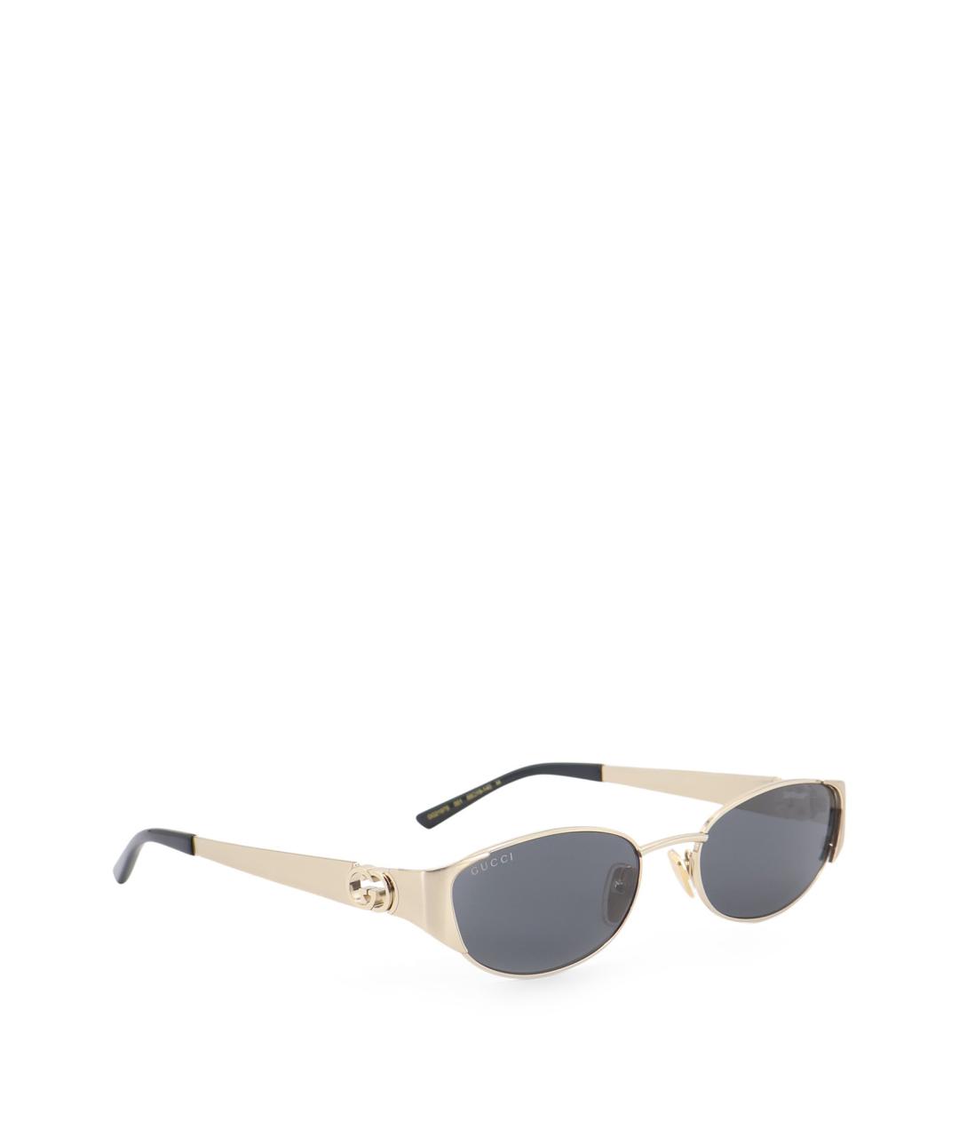 GUCCI Золотые металлические солнцезащитные очки, фото 2