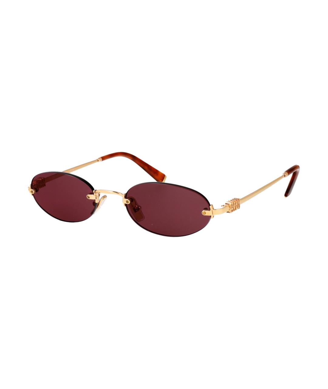 MIU MIU Золотые металлические солнцезащитные очки, фото 1