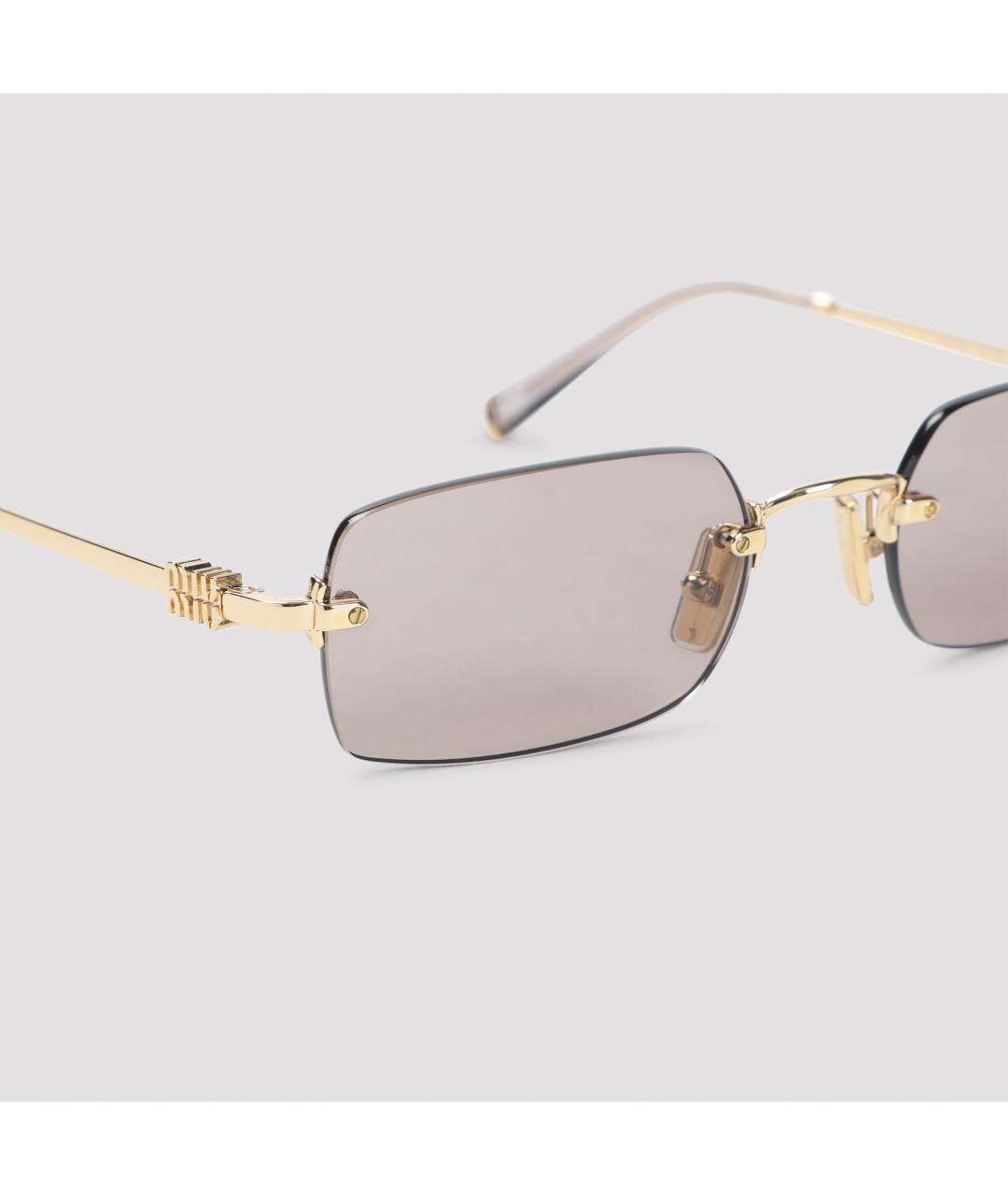 MIU MIU Золотые металлические солнцезащитные очки, фото 3