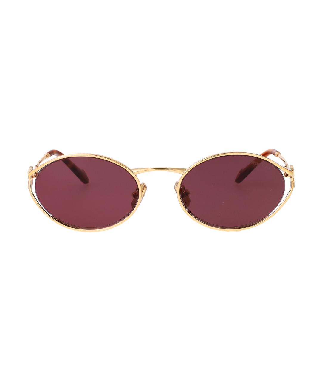 MIU MIU Золотые металлические солнцезащитные очки, фото 2