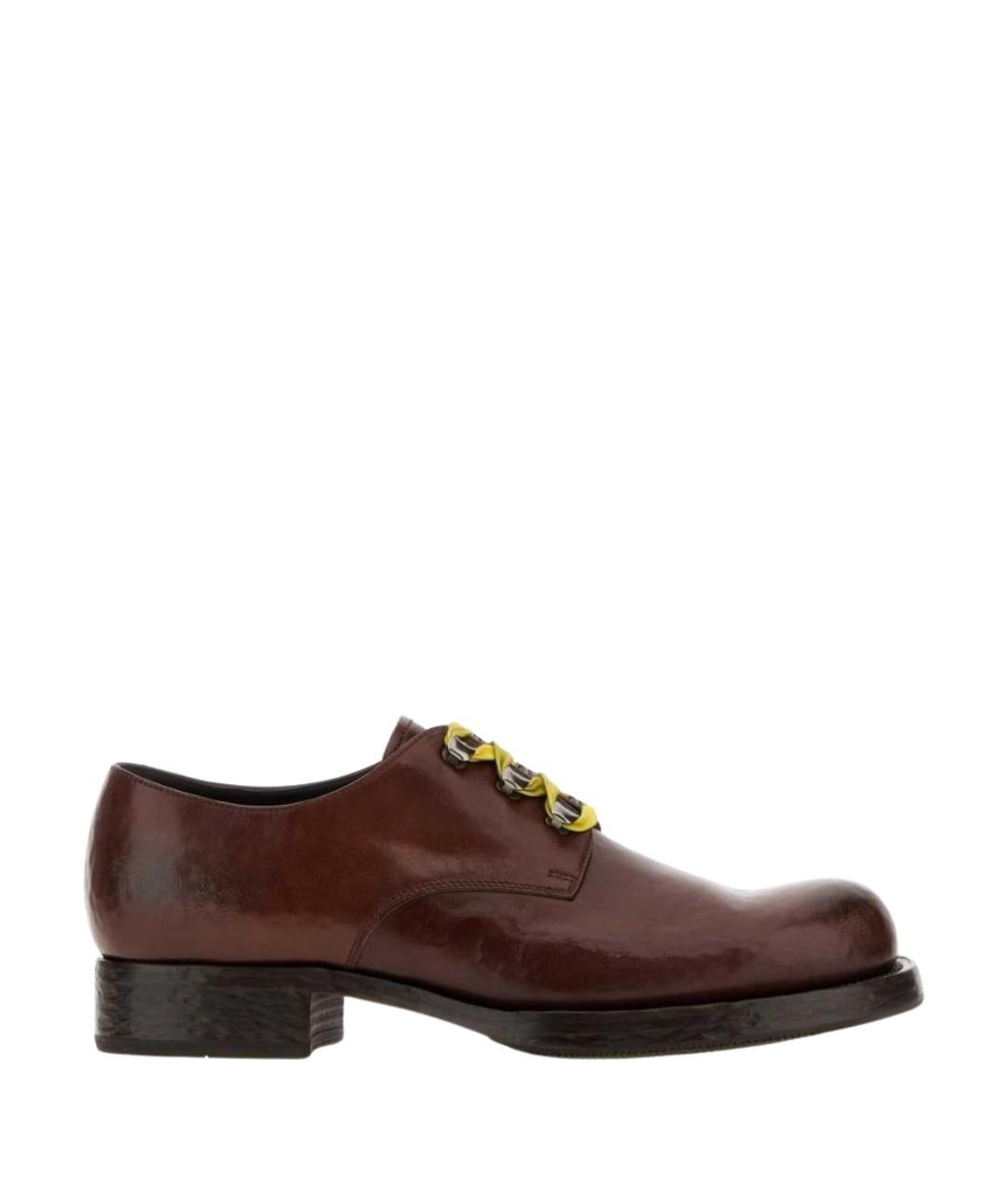 PRADA Коричневые кожаные туфли, фото 1