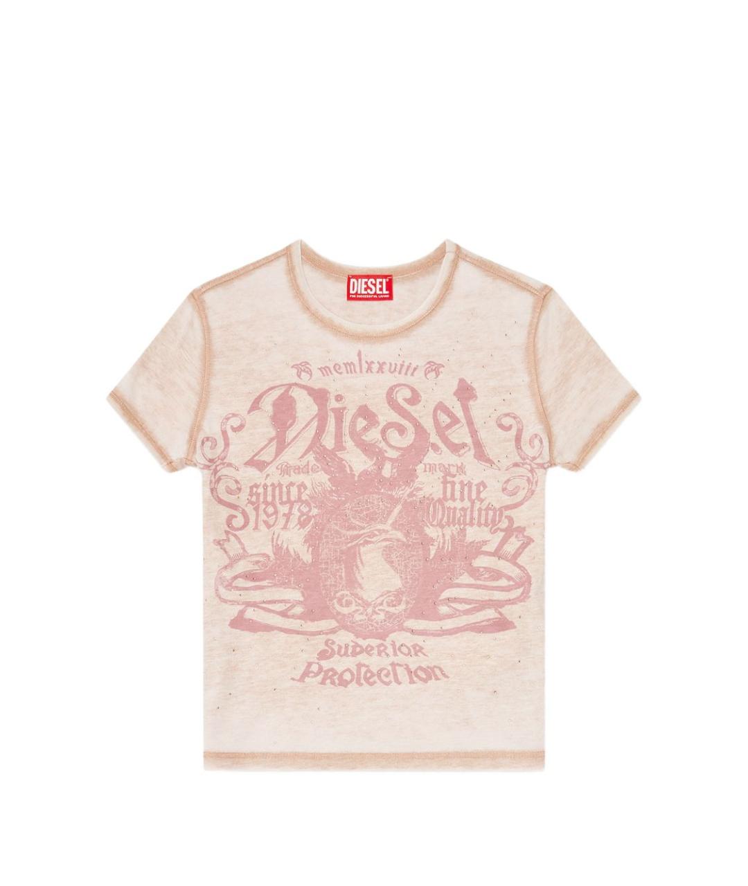 DIESEL Розовая хлопковая футболка, фото 1