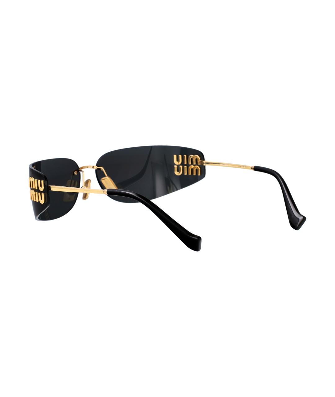 MIU MIU Золотые металлические солнцезащитные очки, фото 4
