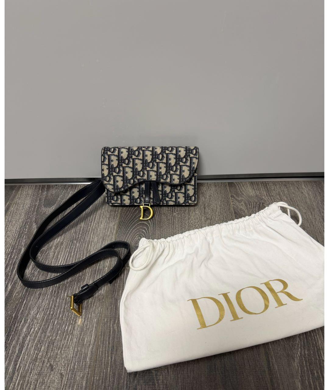 CHRISTIAN DIOR Темно-синяя тканевая сумка через плечо, фото 6