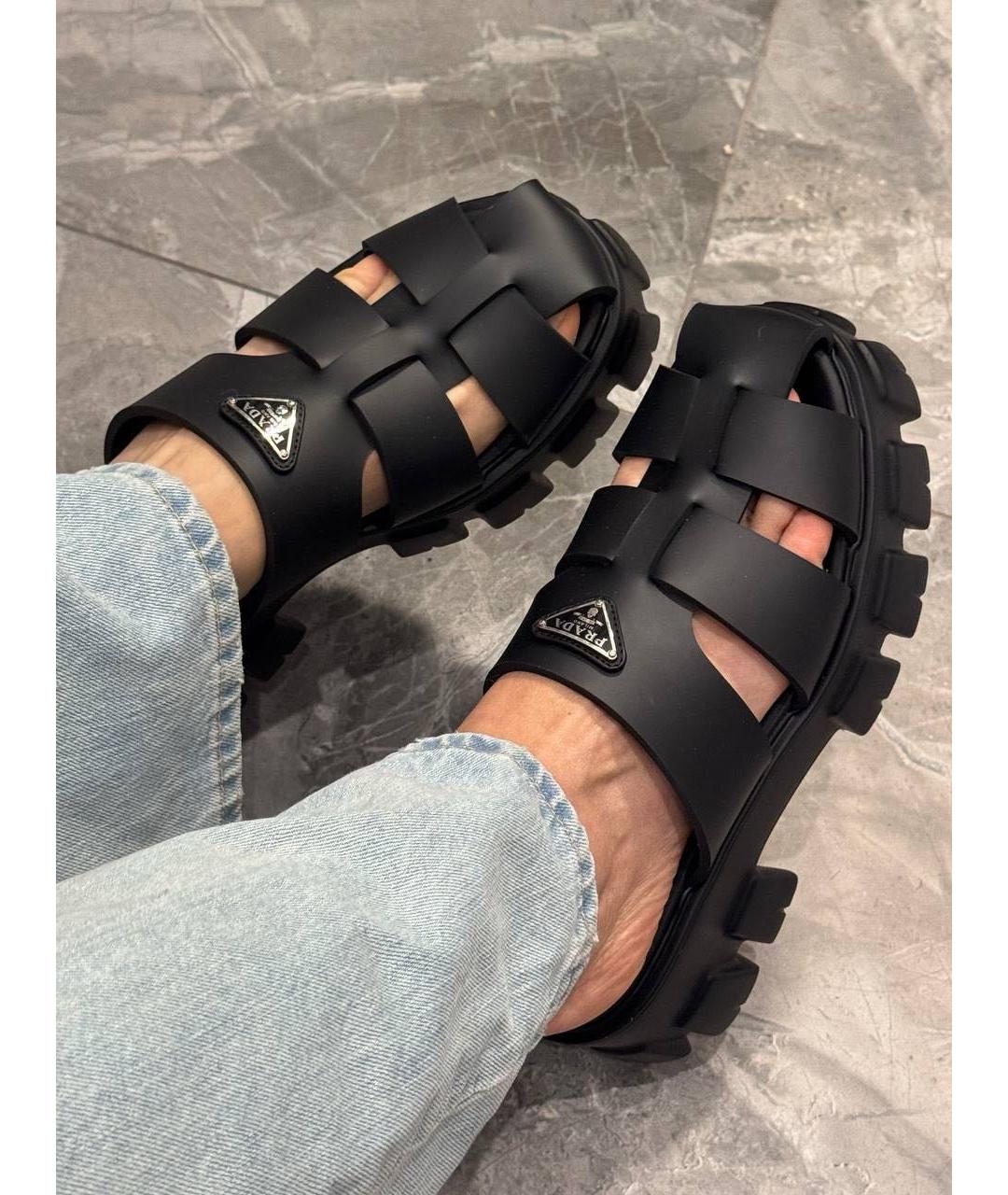 PRADA Черные шлепанцы, фото 4