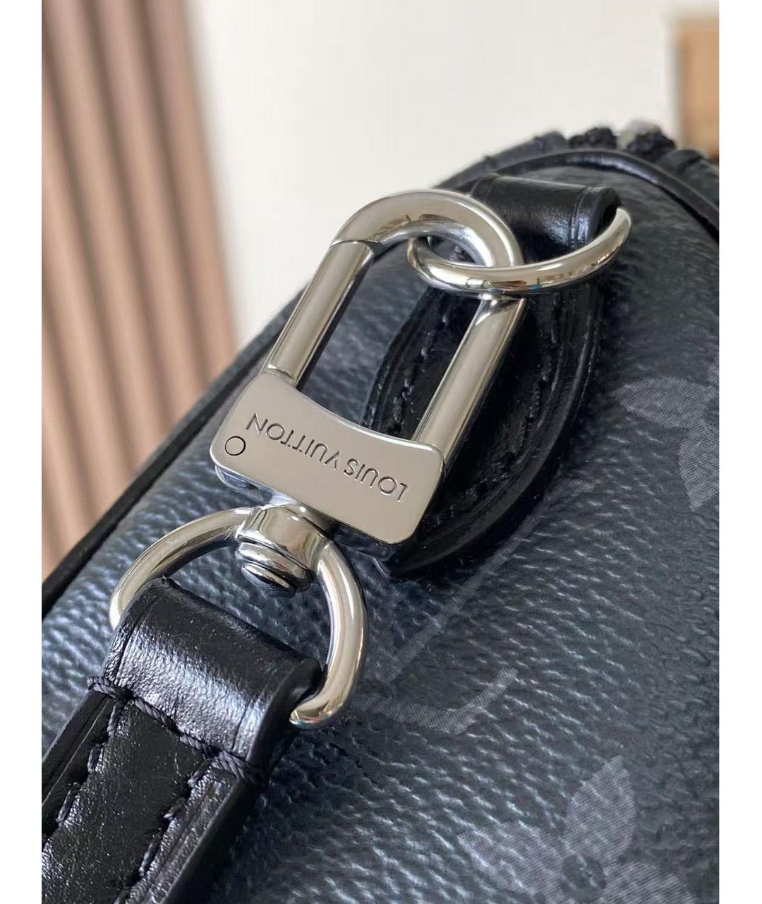 LOUIS VUITTON Черная кожаная сумка через плечо, фото 6