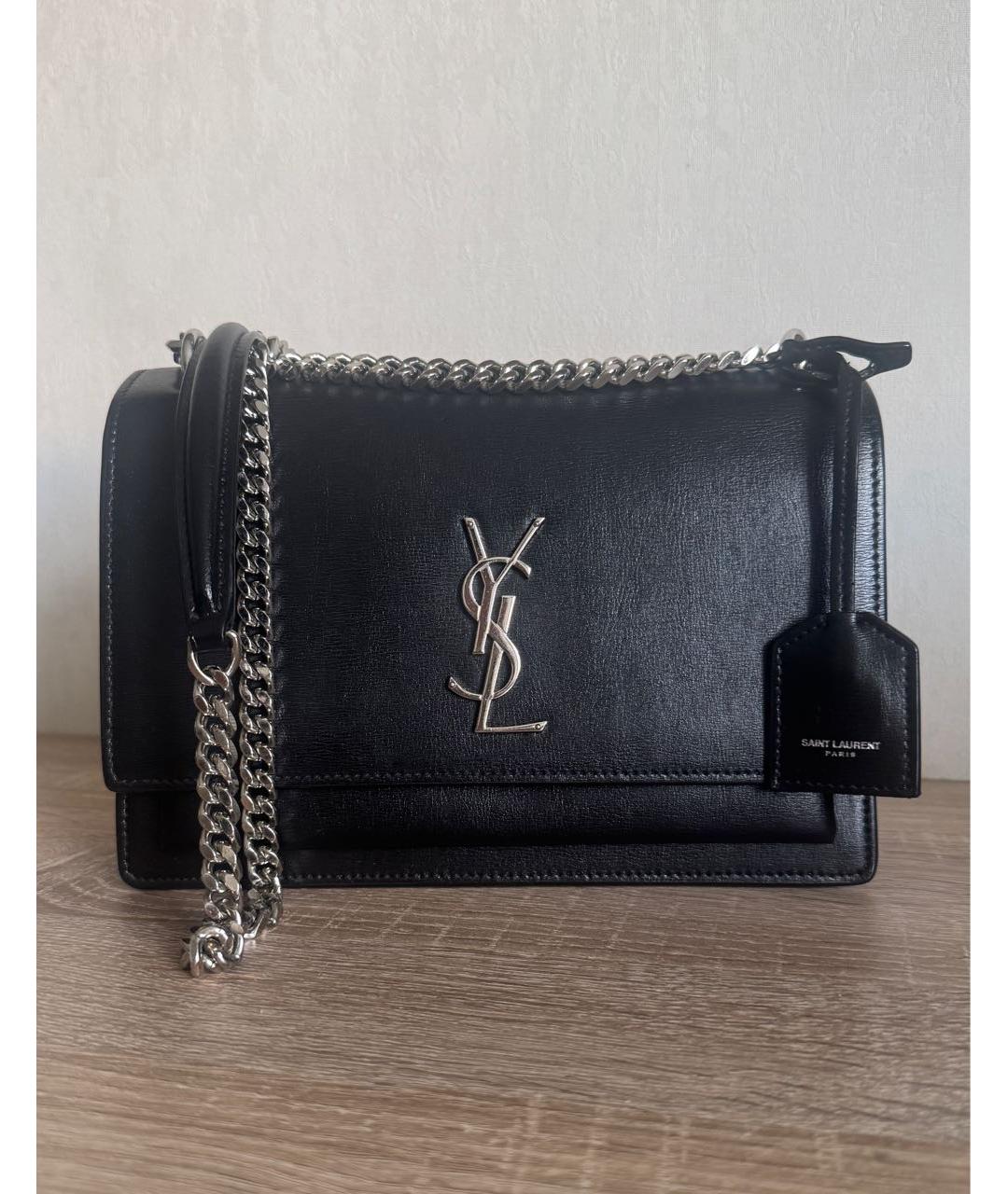 SAINT LAURENT Черная кожаная сумка через плечо, фото 8