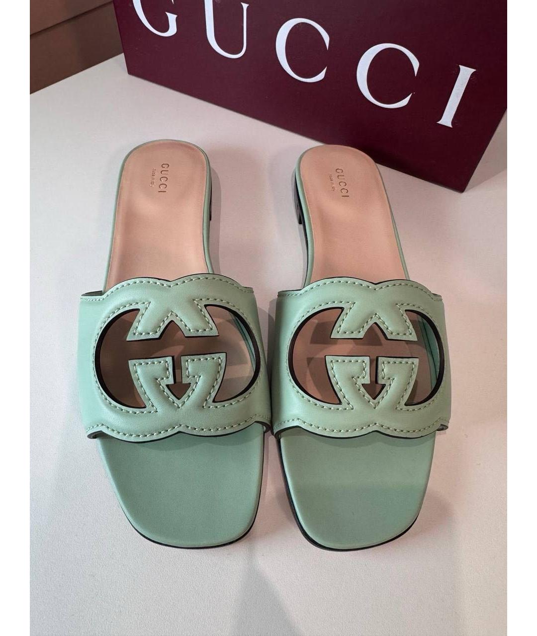 GUCCI Кожаные шлепанцы, фото 6