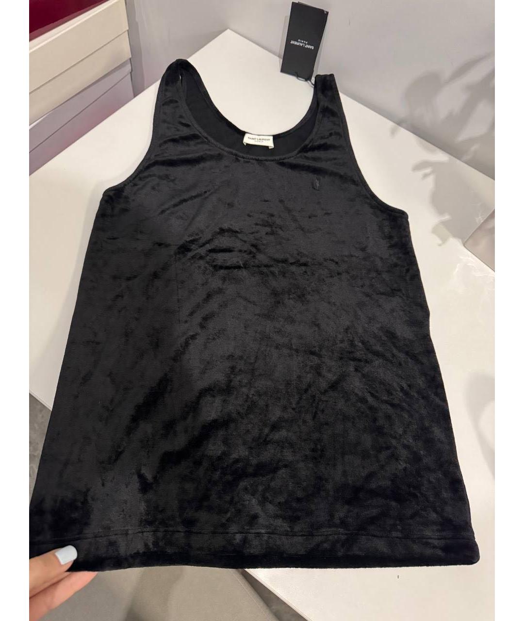 SAINT LAURENT Черная бархатная майка, фото 5