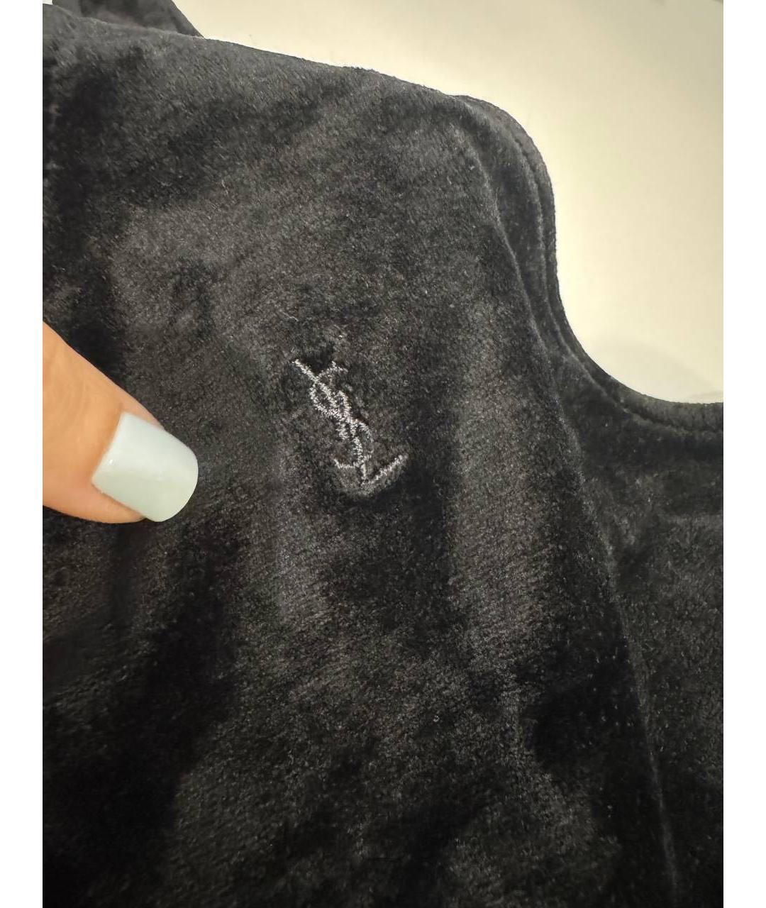 SAINT LAURENT Черная бархатная майка, фото 2