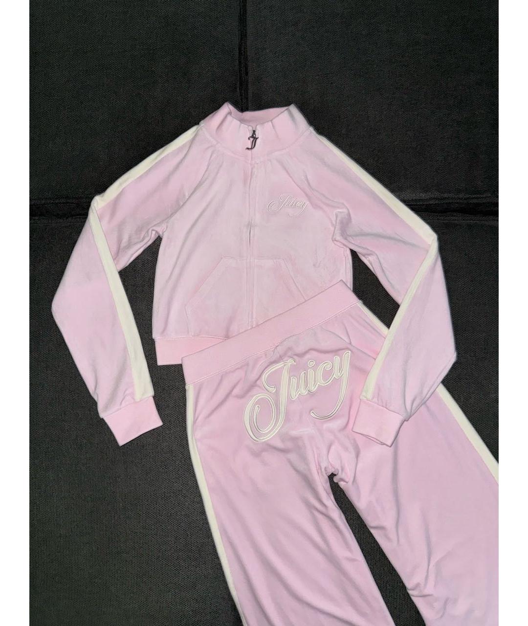 JUICY COUTURE Розовый велюровый костюм с брюками, фото 7