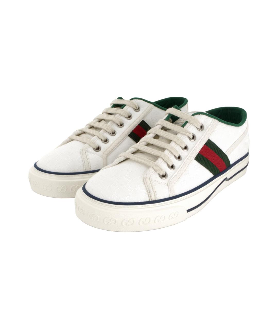 GUCCI Белые текстильные низкие кроссовки / кеды, фото 3