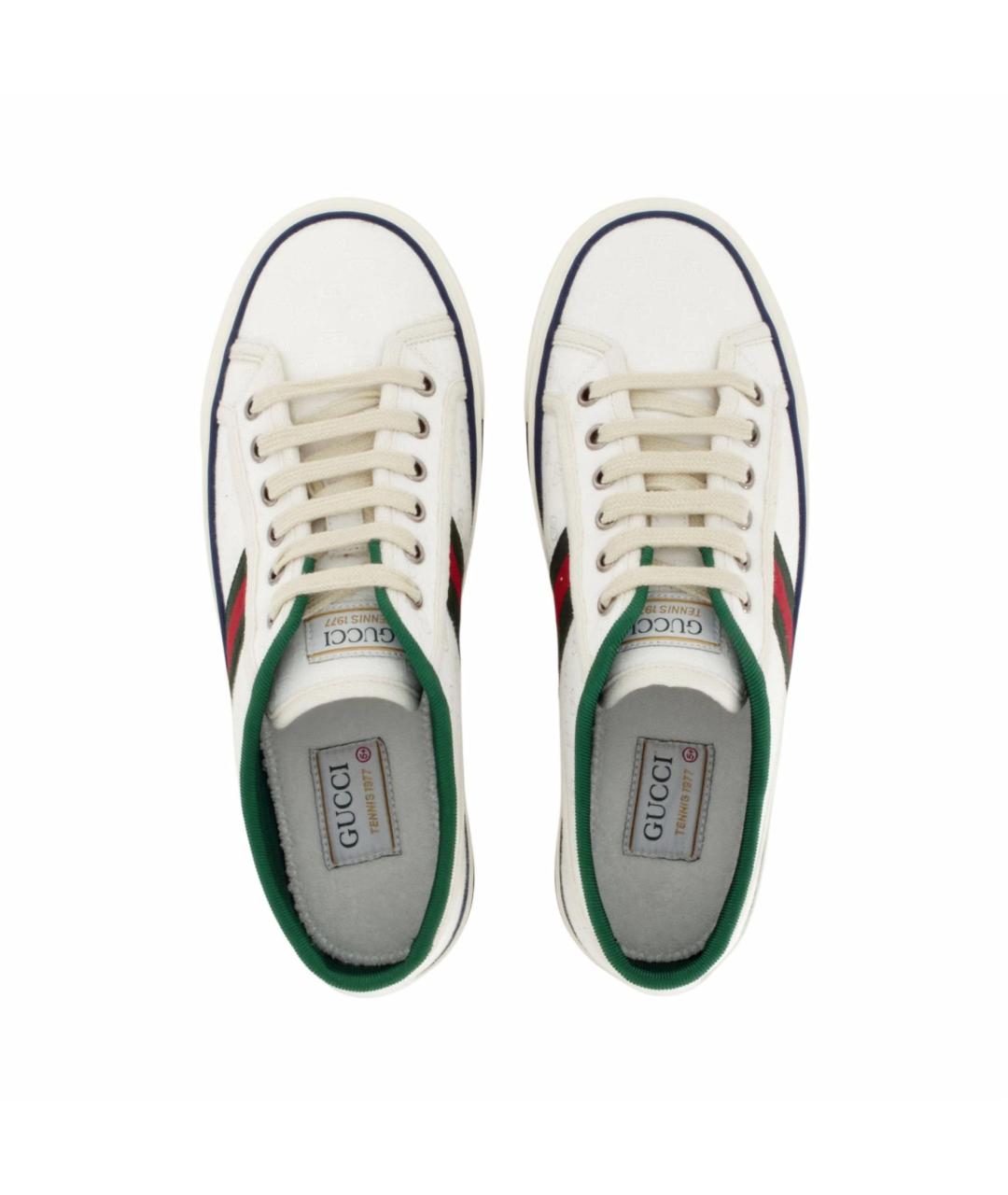 GUCCI Белые текстильные низкие кроссовки / кеды, фото 4