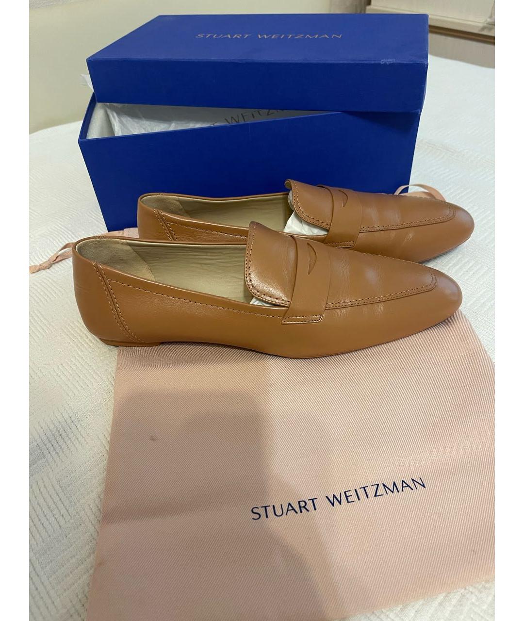 STUART WEITZMAN Бежевые кожаные лоферы, фото 7