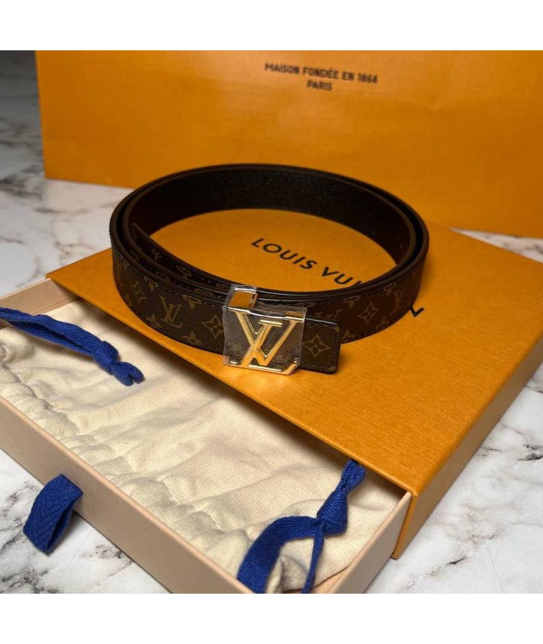 LOUIS VUITTON Черный кожаный ремень, фото 5
