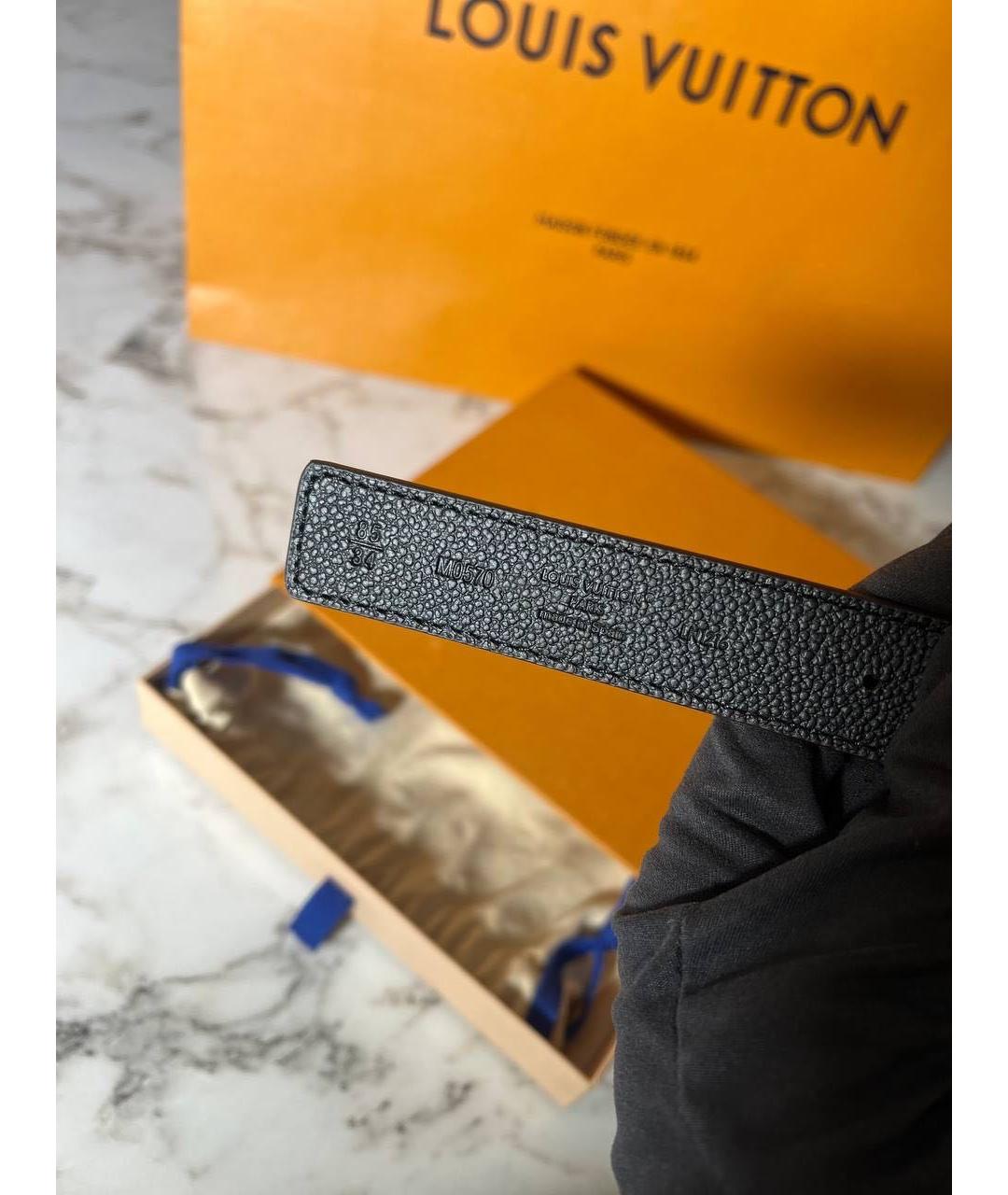 LOUIS VUITTON Черный кожаный ремень, фото 3
