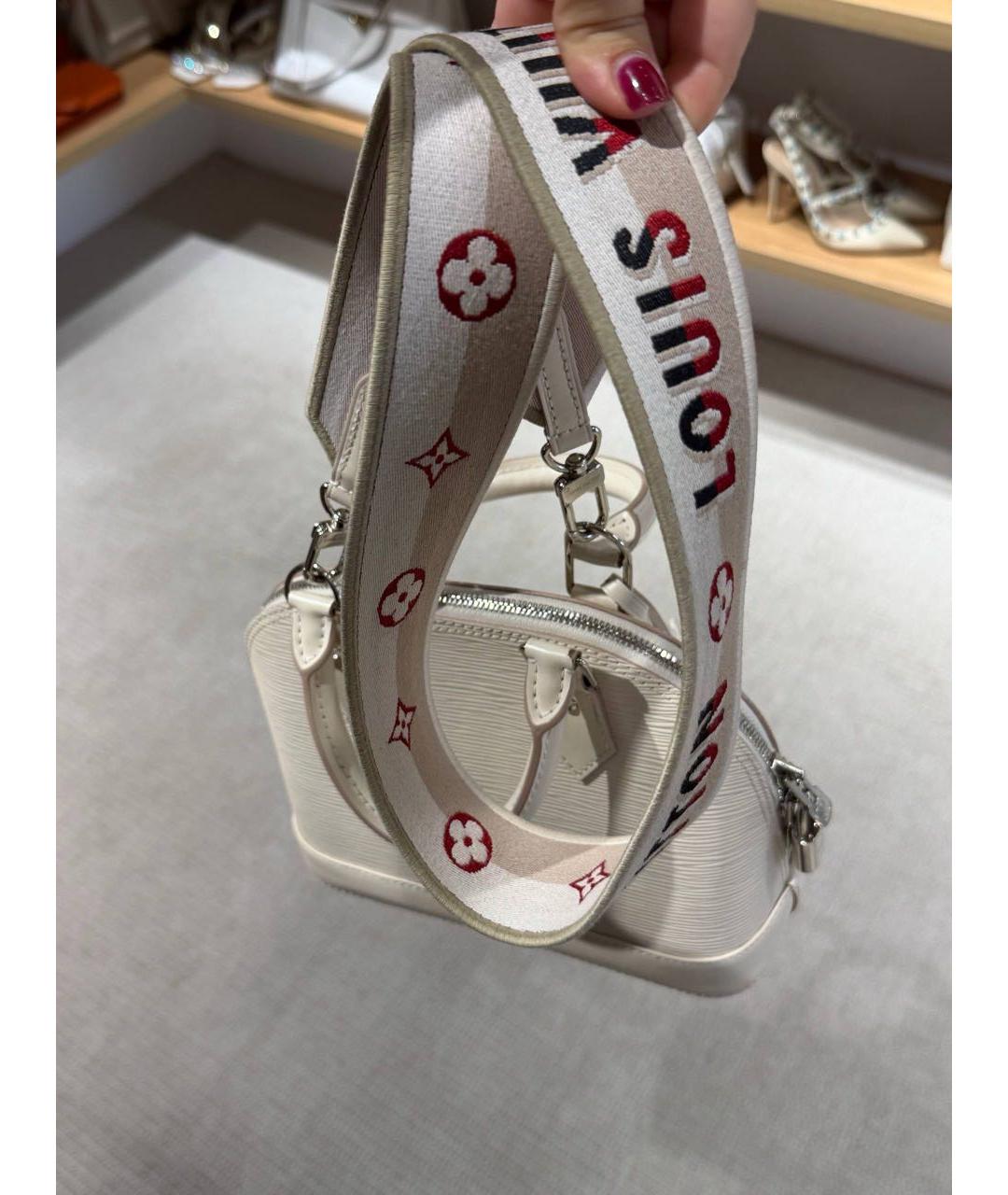 LOUIS VUITTON Белая кожаная сумка через плечо, фото 4