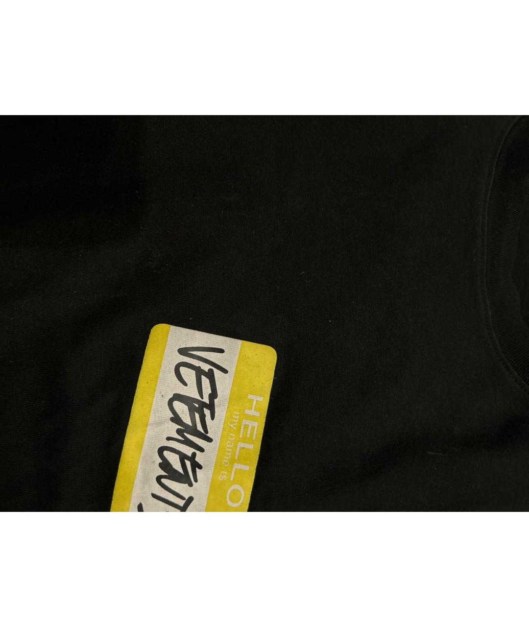 VETEMENTS Черная хлопковая футболка, фото 4