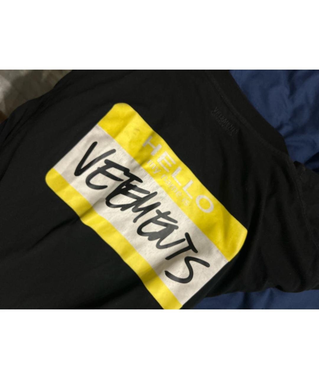 VETEMENTS Черная хлопковая футболка, фото 5