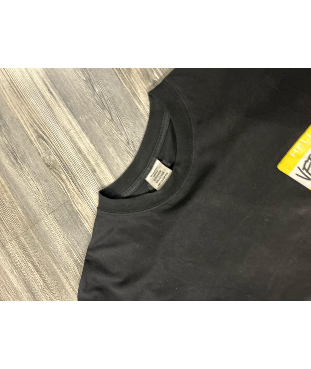 VETEMENTS Черная хлопковая футболка, фото 3