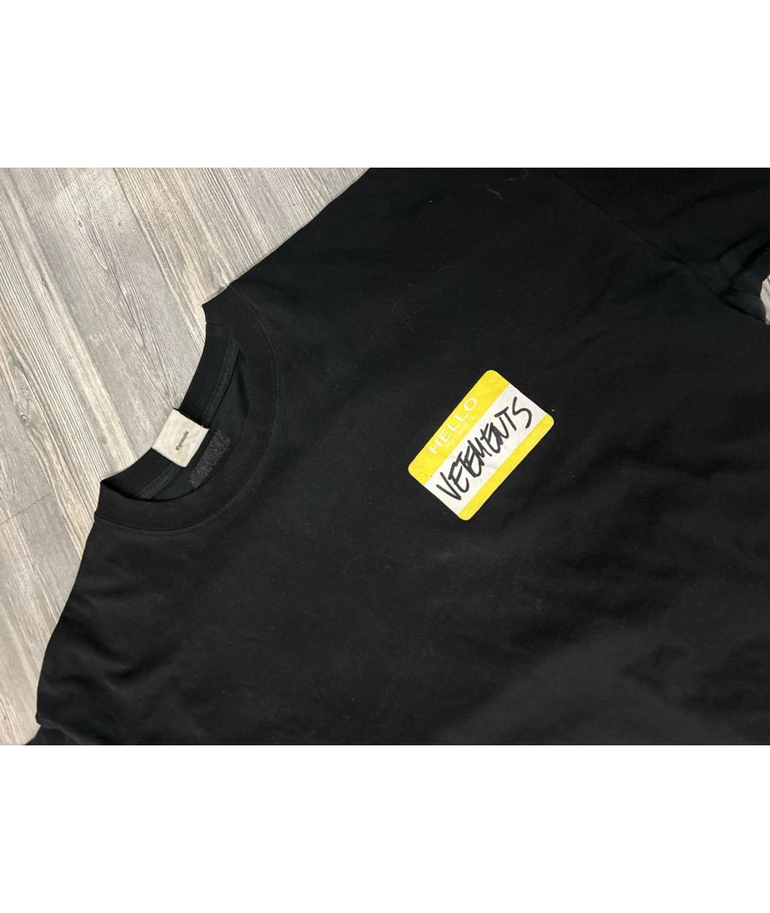 VETEMENTS Черная хлопковая футболка, фото 2