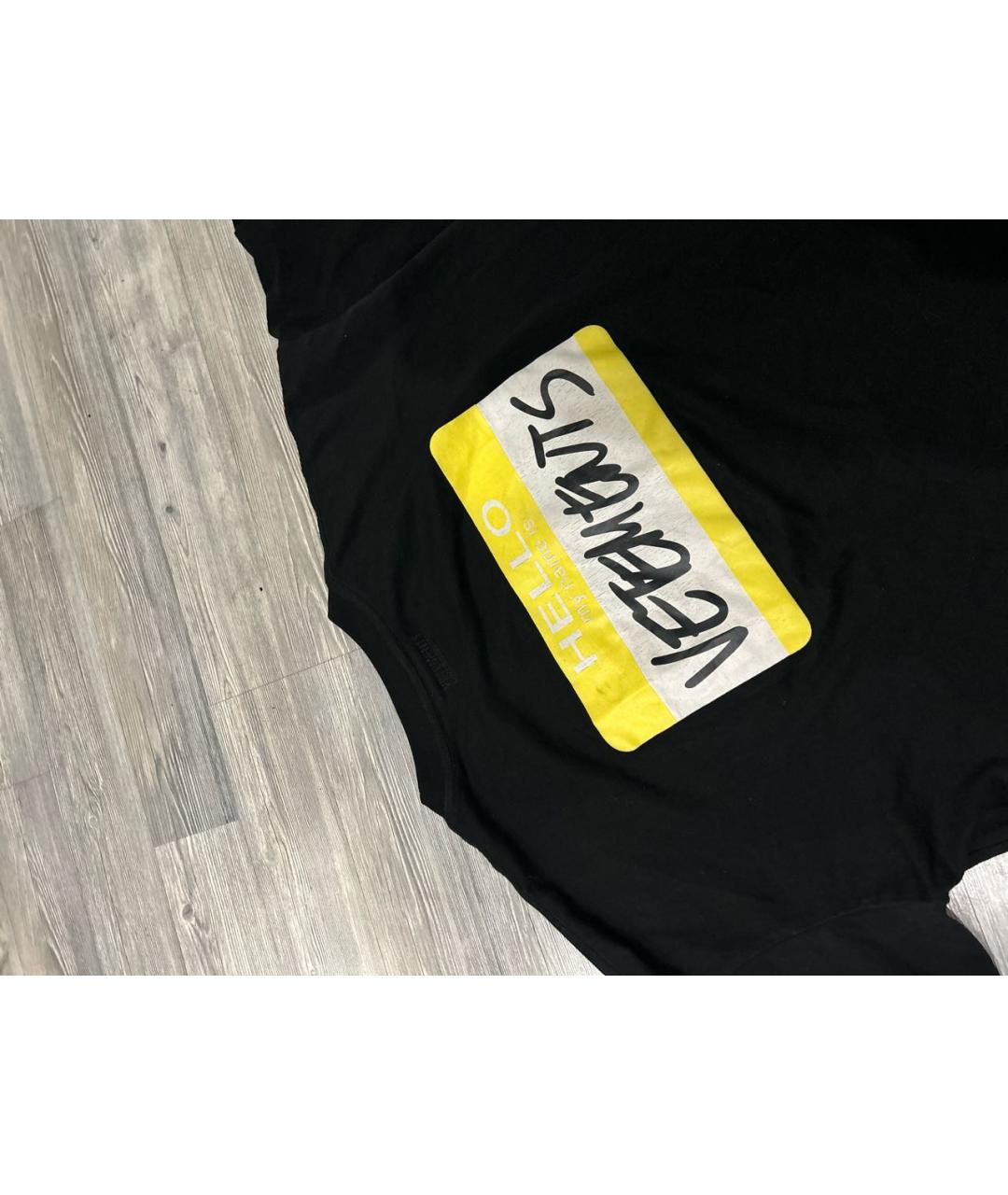 VETEMENTS Черная хлопковая футболка, фото 6