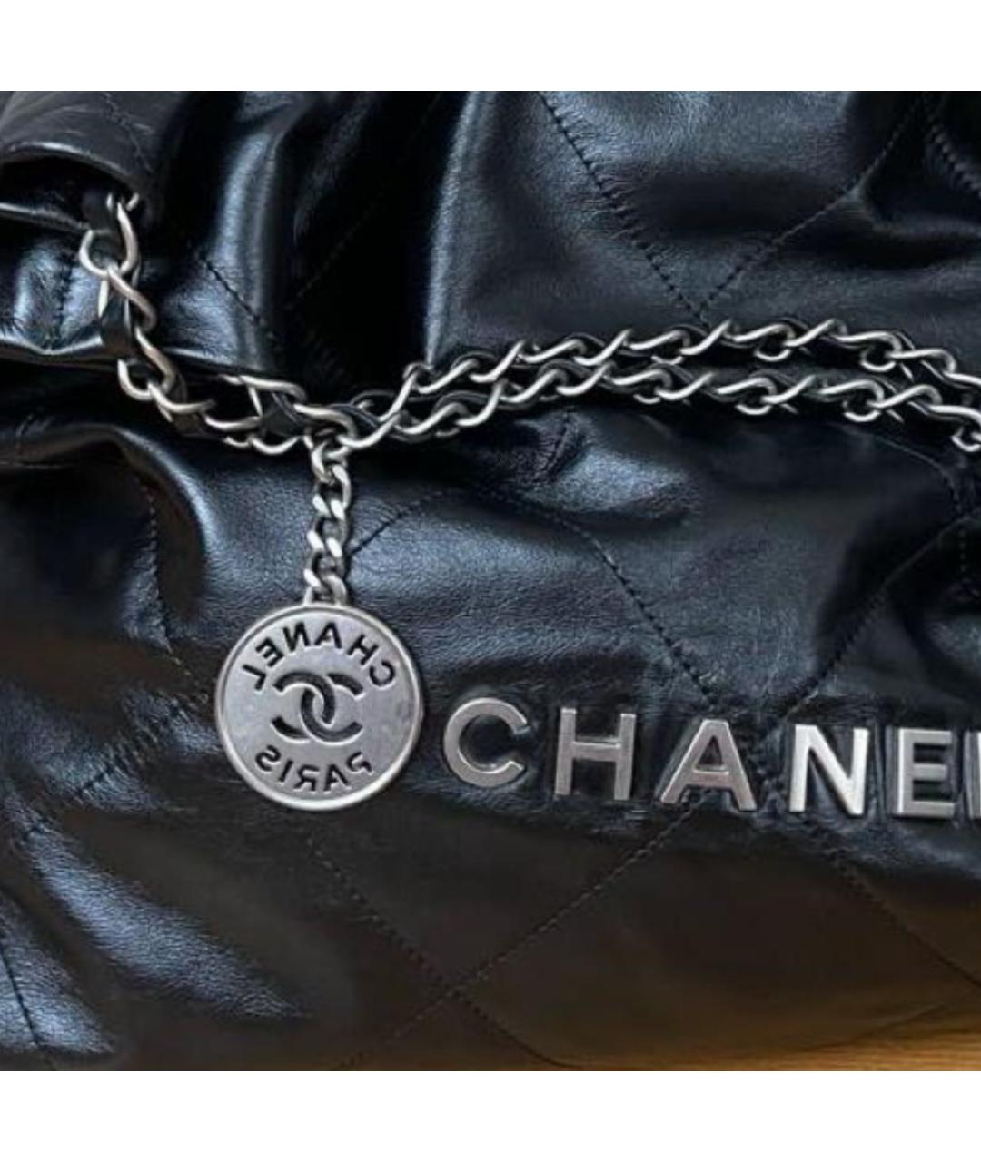 CHANEL Черная кожаная сумка тоут, фото 6