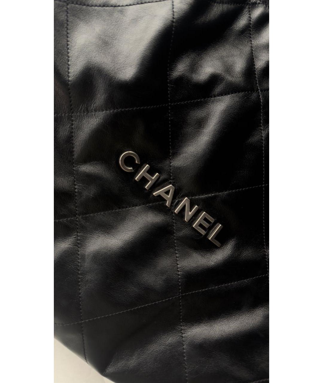 CHANEL Черная кожаная сумка тоут, фото 5