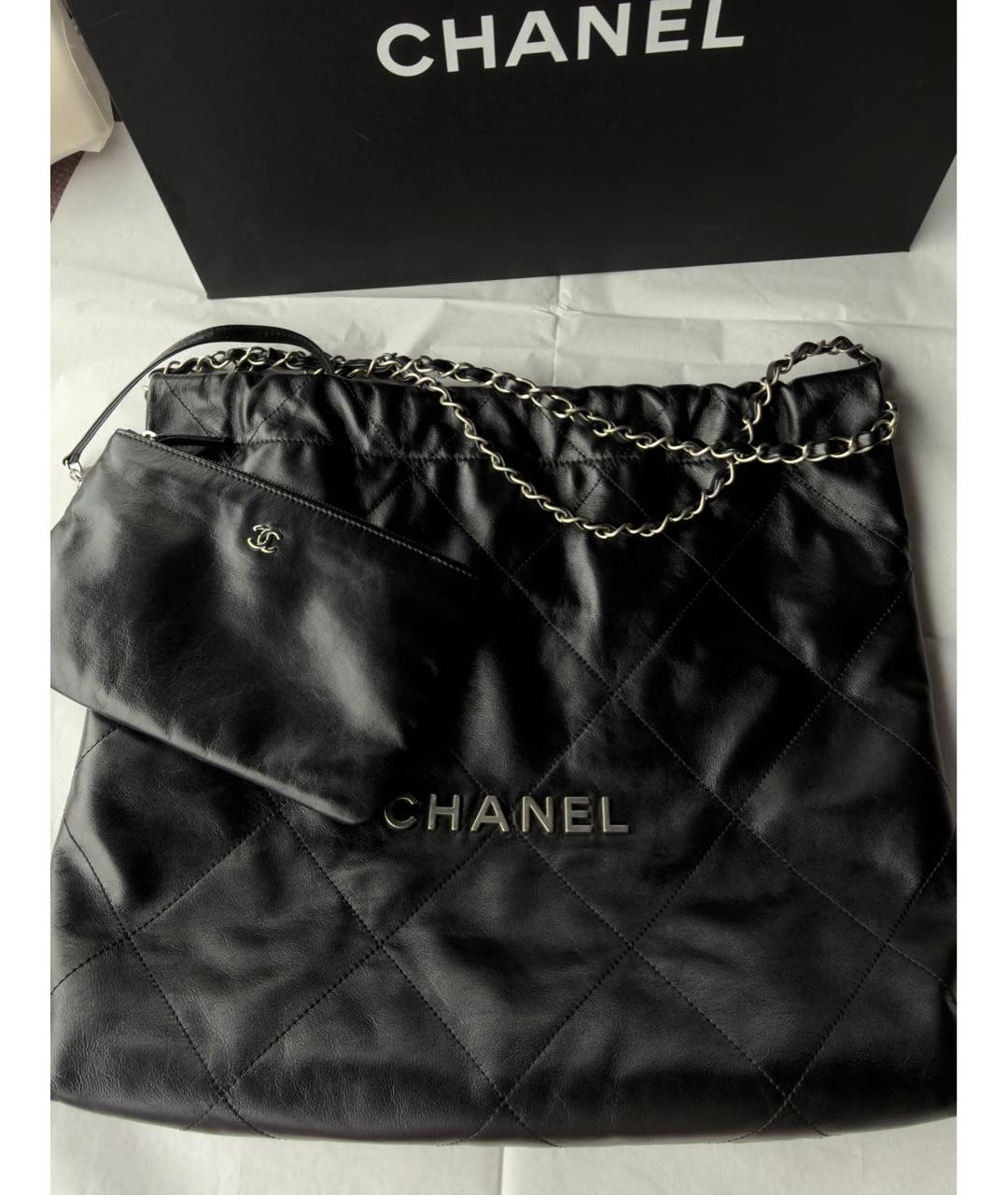 CHANEL Черная кожаная сумка тоут, фото 2