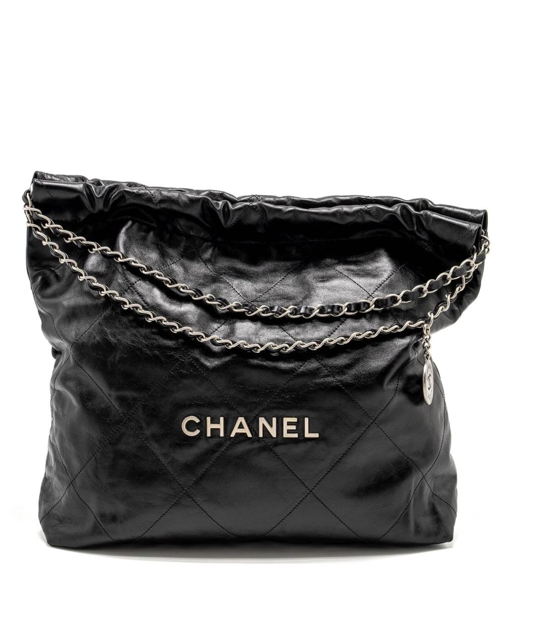 CHANEL Черная кожаная сумка тоут, фото 8