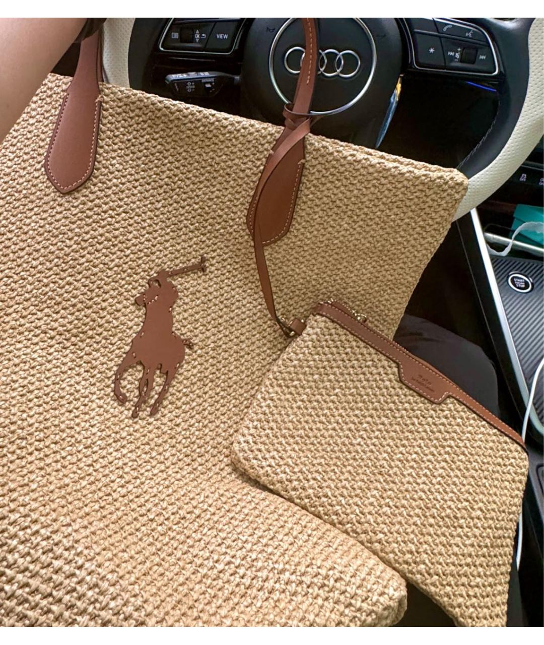 POLO RALPH LAUREN Бежевая сумка тоут, фото 5
